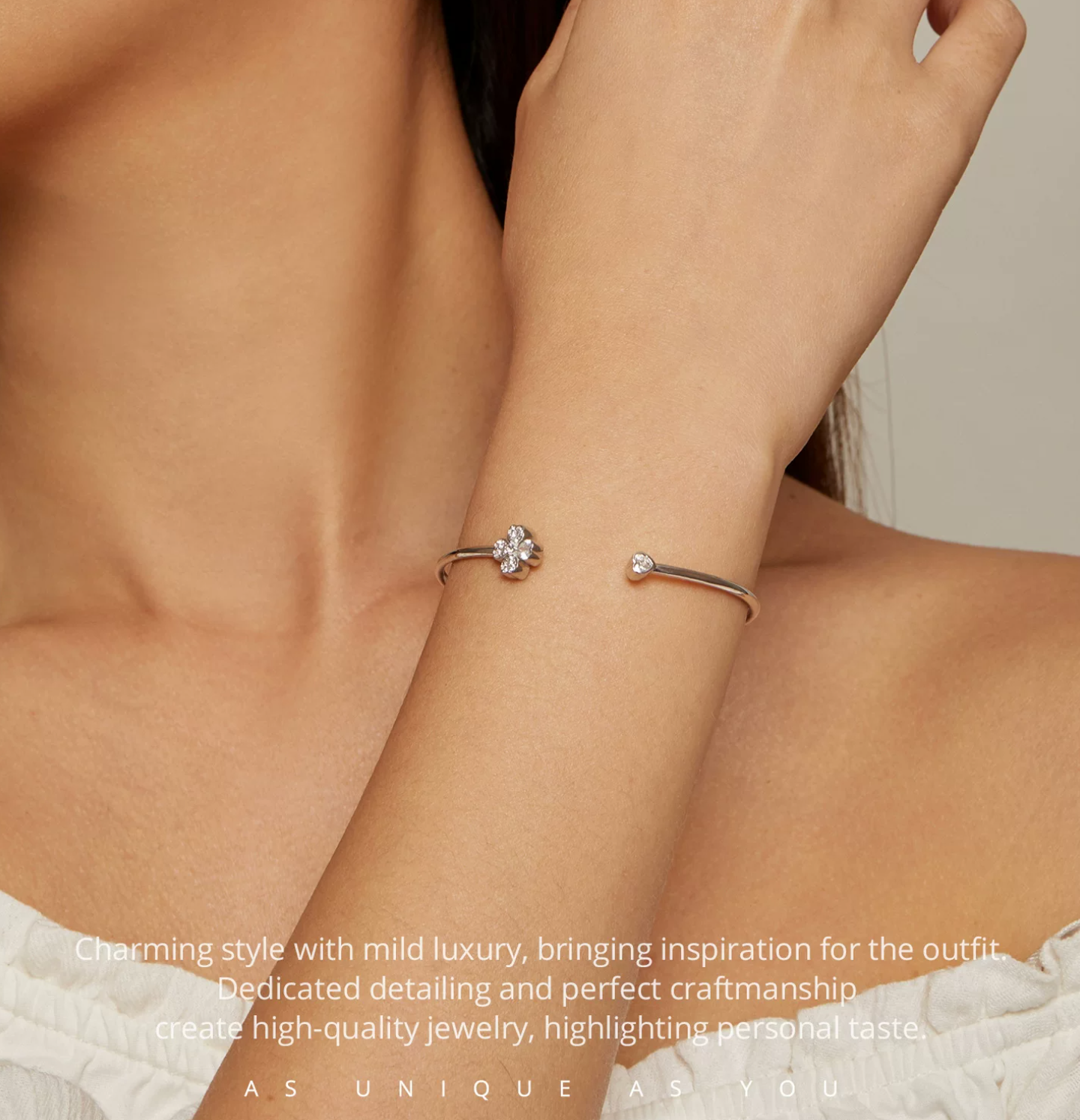 Heart Four-leaf Clover Open Bracelet