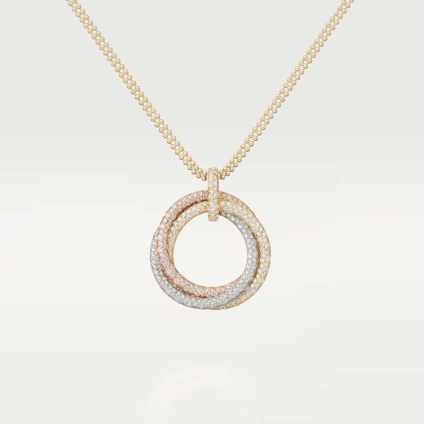 [Renovia Jewelry]TRINITY LARGE FULL DIAMOND  NECKLACE