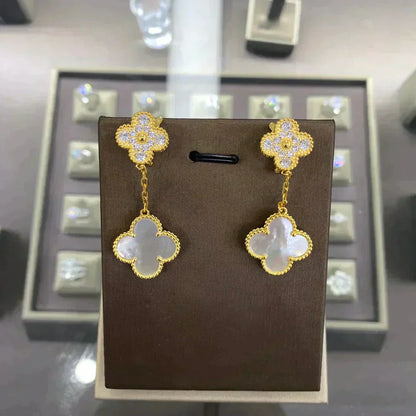 [Renovia Jewelry]CLOVER  2 MOTIFS  DIAMOND  EARRINGS (MULTIPLE CHOICESç´