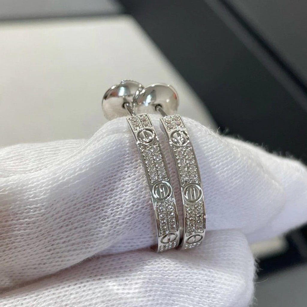 [Renovia Jewelry]LOVE EARRINGS 3.6MM DIAMOND PAVED