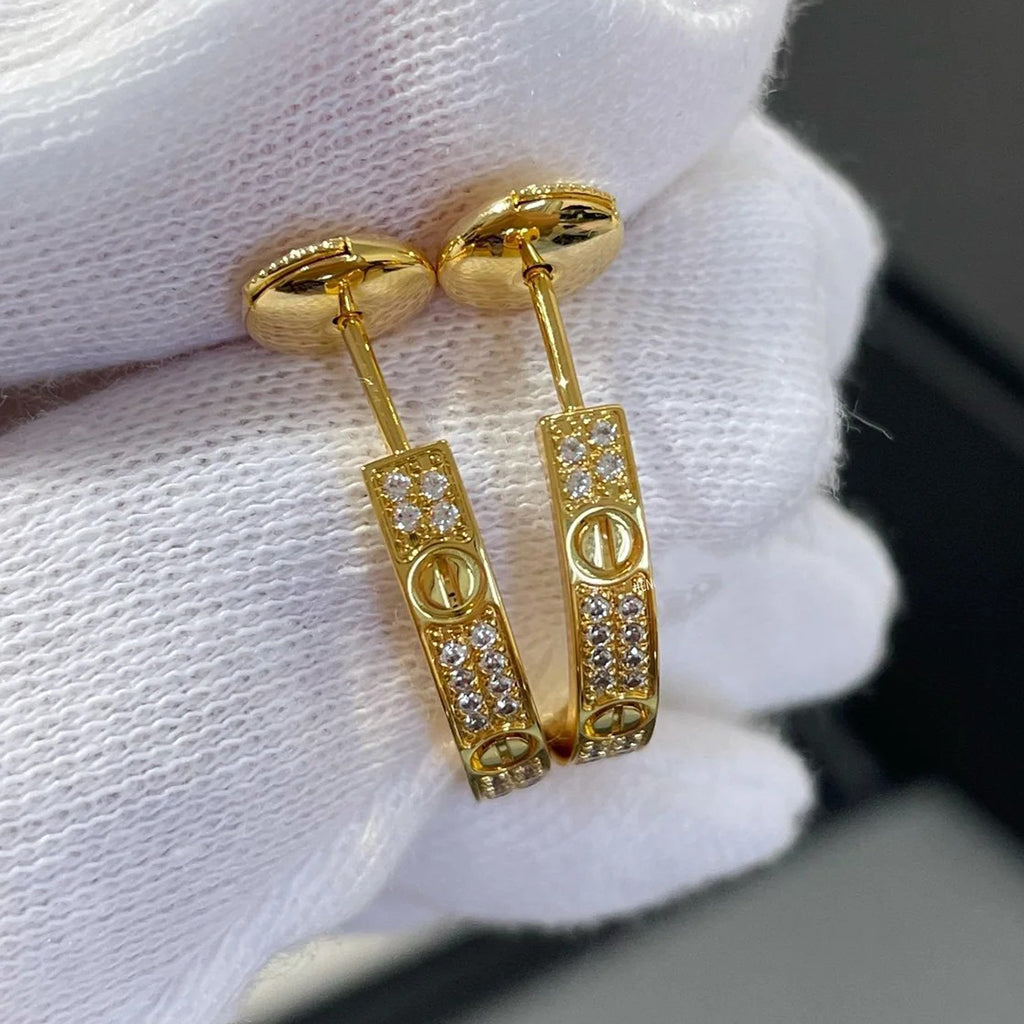 [Renovia Jewelry]LOVE EARRINGS 3.6MM DIAMOND PAVED
