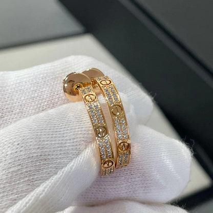 [Renovia Jewelry]LOVE EARRINGS 3.6MM DIAMOND PAVED