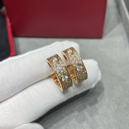 [Renovia Jewelry]LOVE 5.5MM DIAMOND PAVED EARRINGS