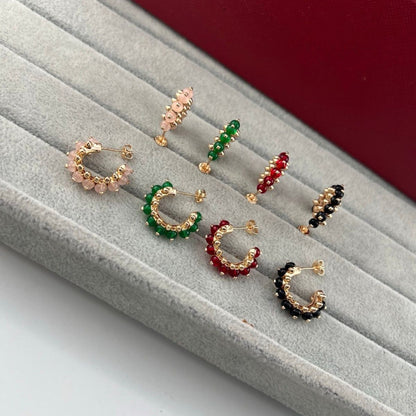 [Renovia Jewelry]NEW COLORED GEMSTONE COLLECTION SMALL HOOP EARRINGS