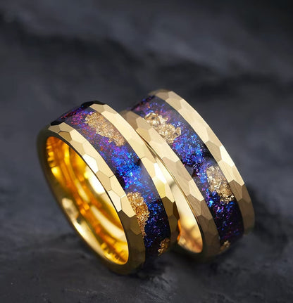 Saya Men's Tungsten Ring, Nine Purple Li Fire Trendy Unique Band for Men