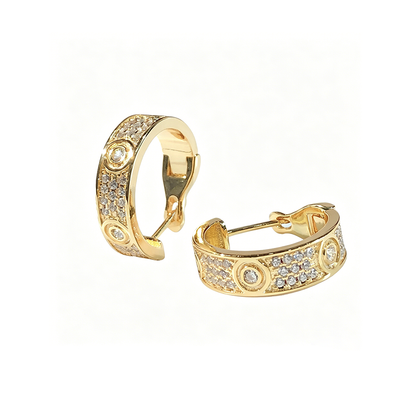 [Renovia Jewelry]LOVE 5.5MM DIAMOND PAVED EARRINGS