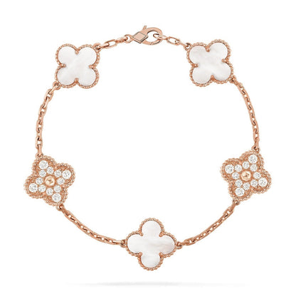 [Renovia Jewelry]CLOVER WHITE PEARL MOP 5 MOTIF BRACELET COLLECTION