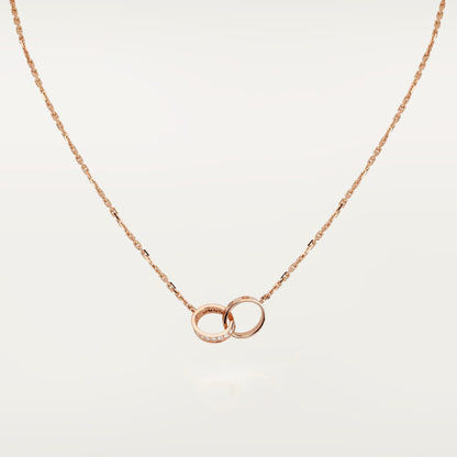 [Renovia Jewelry]LOVE DOUBLE RING HALF DIAMOND NECKLACE