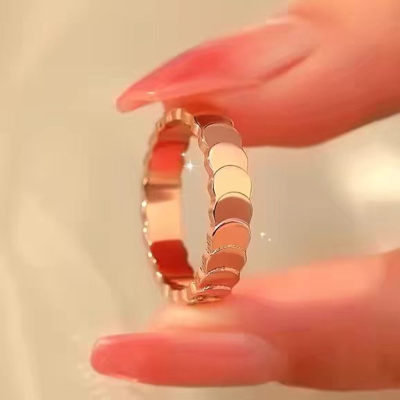 Dragon Scale Ring, Snake Brings Wealth Lucky Design, Minimalist Trendy Unisex Daily Wear 18K Rose Gold