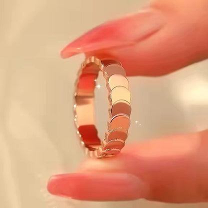 Dragon Scale Ring, Snake Brings Wealth Lucky Design, Minimalist Trendy Unisex Daily Wear 18K Rose Gold