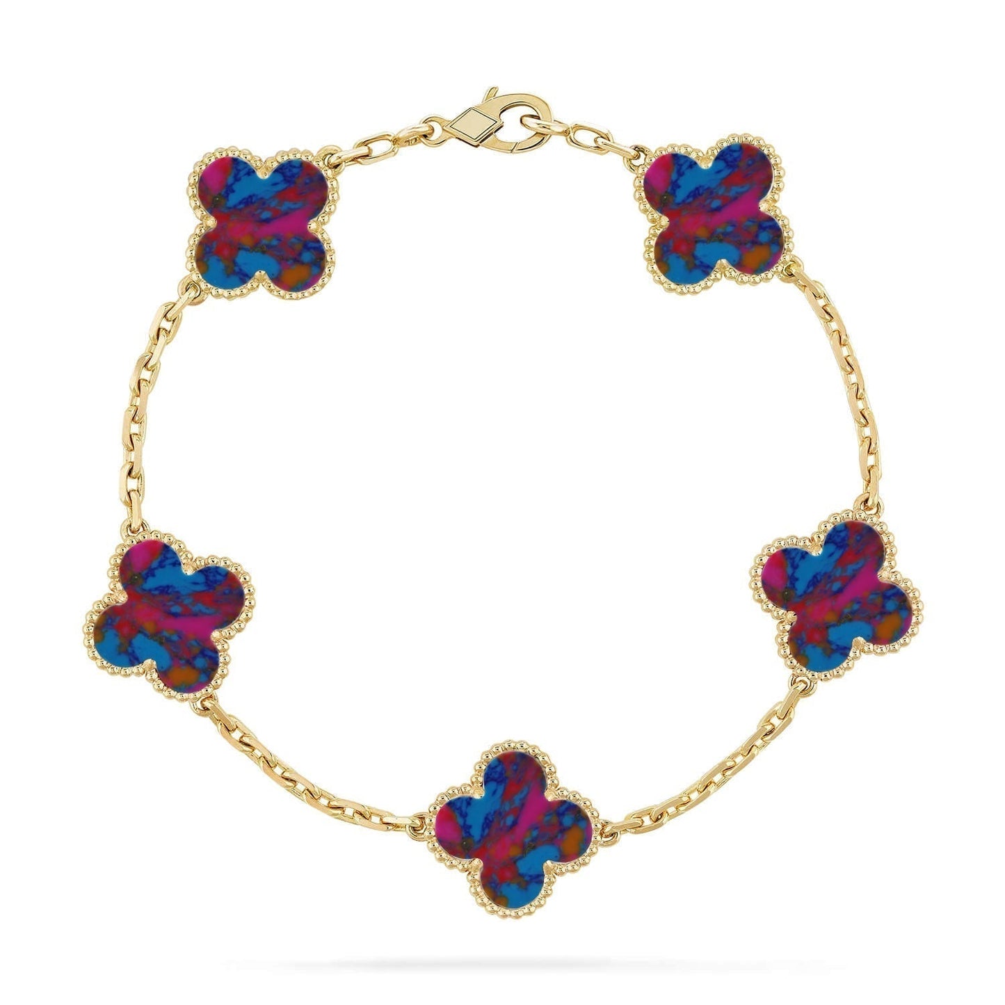 [Renovia Jewelry]CLOVER 5 MOTIF COLOR GEMSTONES BRACELET COLLECTION