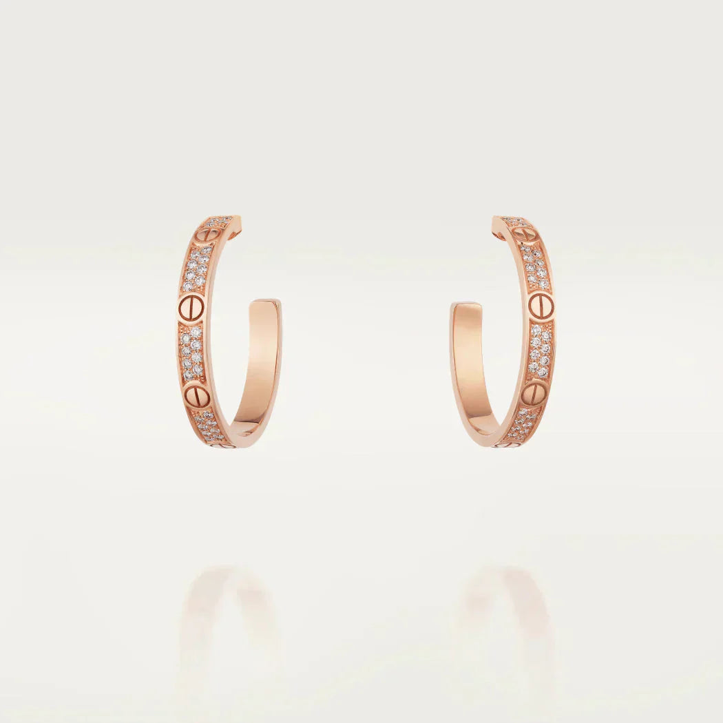 [Renovia Jewelry]LOVE DIAMOND PINK GOLD HOOP EARRINGS