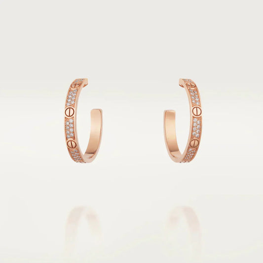 [Renovia Jewelry]LOVE DIAMOND PINK GOLD HOOP EARRINGS