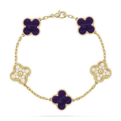 [Renovia Jewelry]CLOVER 5 MOTIF PURPLE STRIPES BRACELET COLLECTION