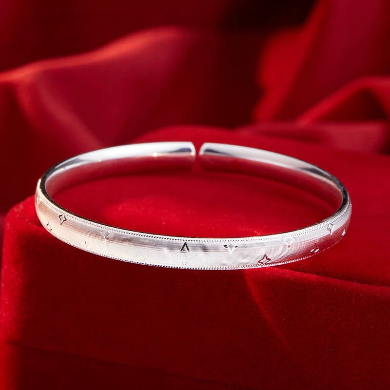 Shiny 925 Silver Open Bracelet