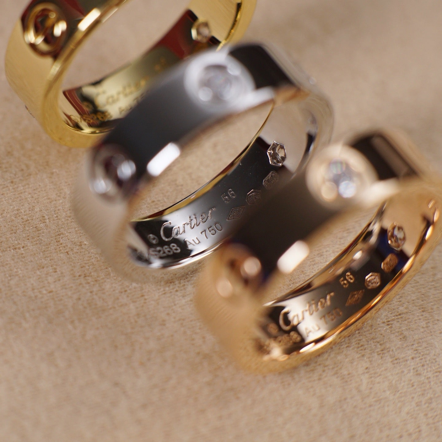 [Renovia Jewelry]LOVE 5.5MM 3 DIAMOND RING