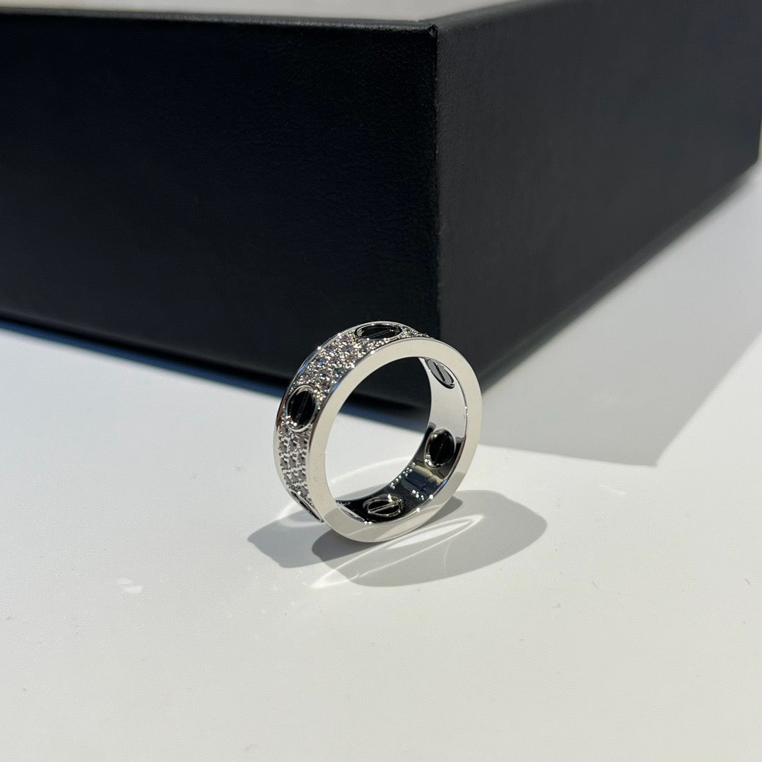 [Renovia Jewelry]LOVE RING 5.5MM DIAMONDS PAVED CERAMIC