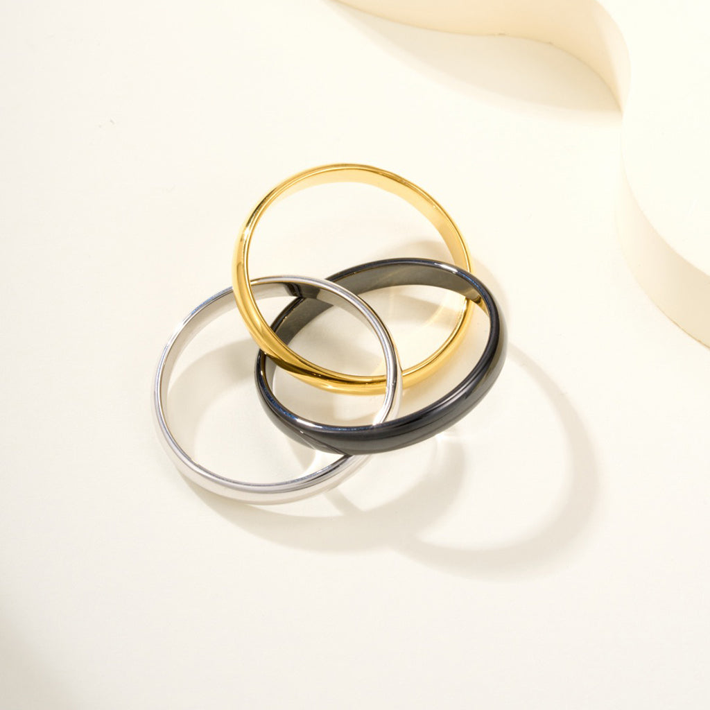 [Renovia Jewelry]TRINITY 3.2MM RING BLACK CERAMIC