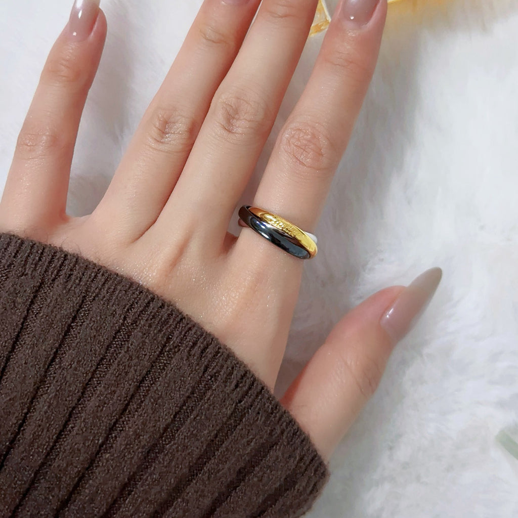 [Renovia Jewelry]TRINITY 3.2MM RING BLACK CERAMIC