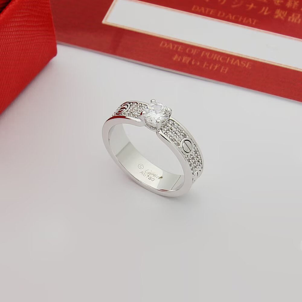 [Renovia Jewelry]LOVE RING 3.6MM 1 BIG DIAMOND FULL DIAMOND