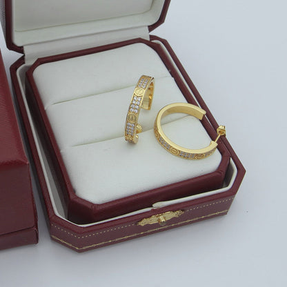 [Renovia Jewelry]LOVE EARRINGS 3.6MM DIAMOND PAVED
