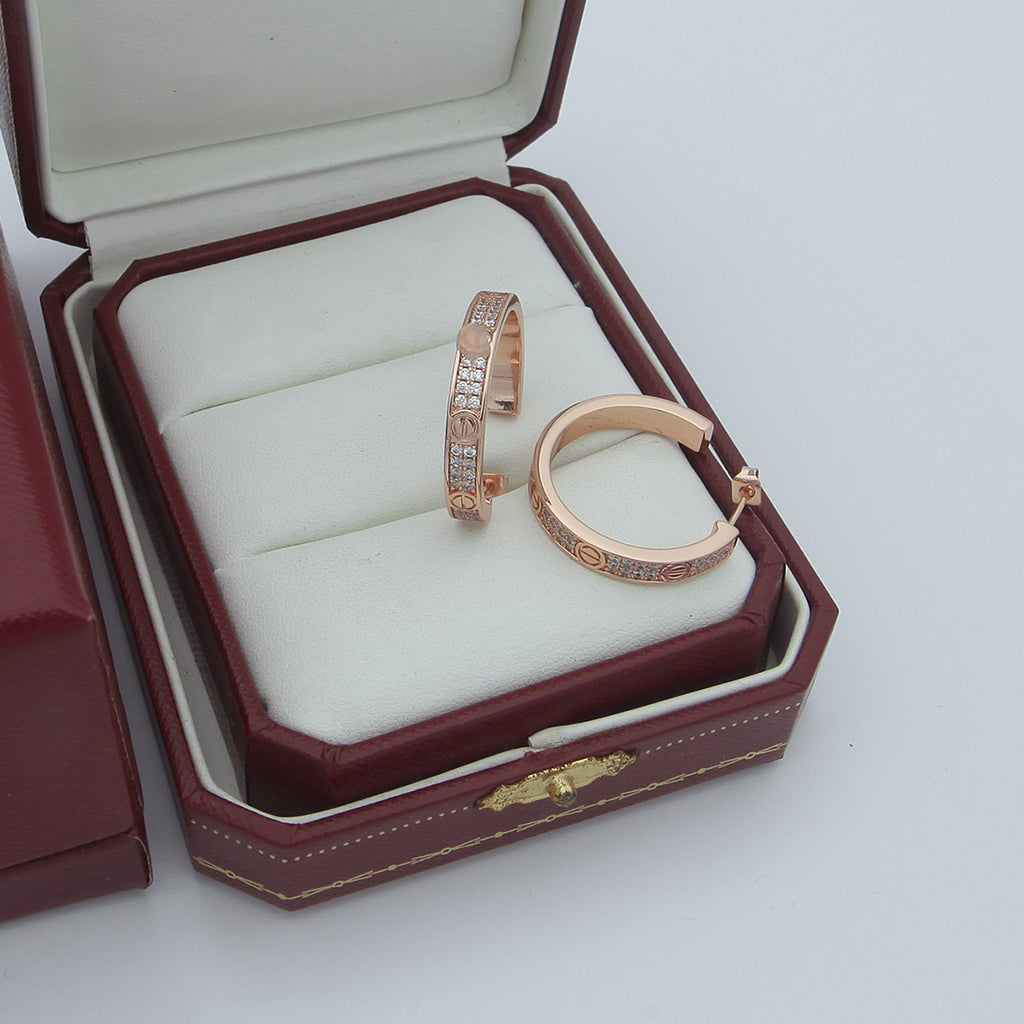 [Renovia Jewelry]LOVE EARRINGS 3.6MM DIAMOND PAVED