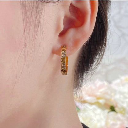 [Renovia Jewelry]LOVE EARRINGS 3.6MM DIAMOND PAVED