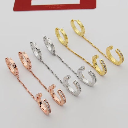 [Renovia Jewelry]LOVE 3.0MM HALF DIAMOND EARRINGS