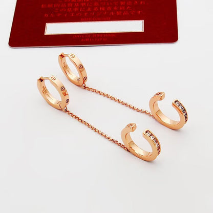 [Renovia Jewelry]LOVE 3.0MM HALF DIAMOND EARRINGS