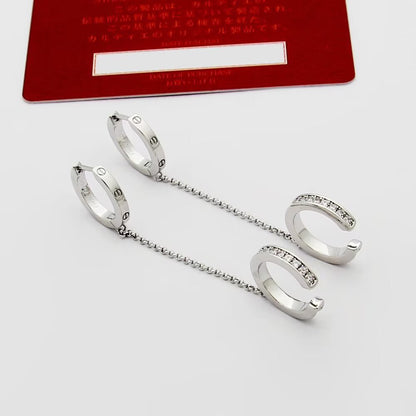 [Renovia Jewelry]LOVE 3.0MM HALF DIAMOND EARRINGS