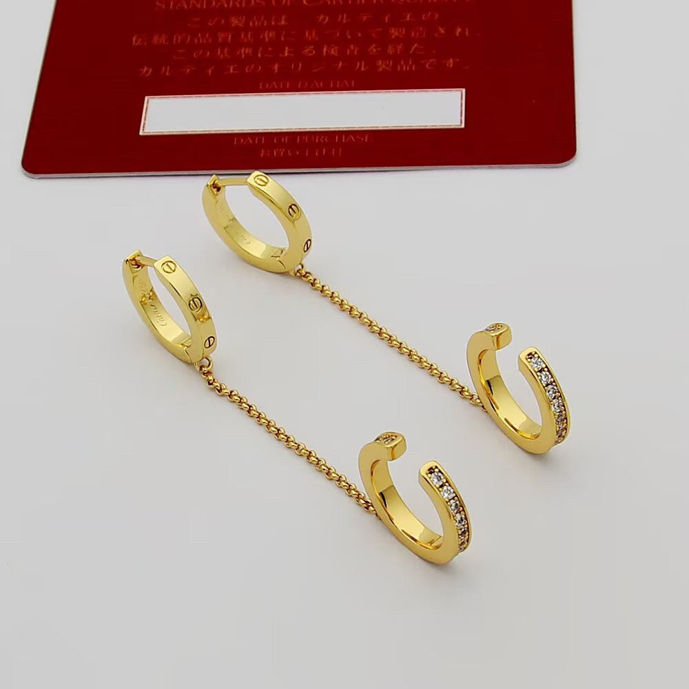 [Renovia Jewelry]LOVE 3.0MM HALF DIAMOND EARRINGS