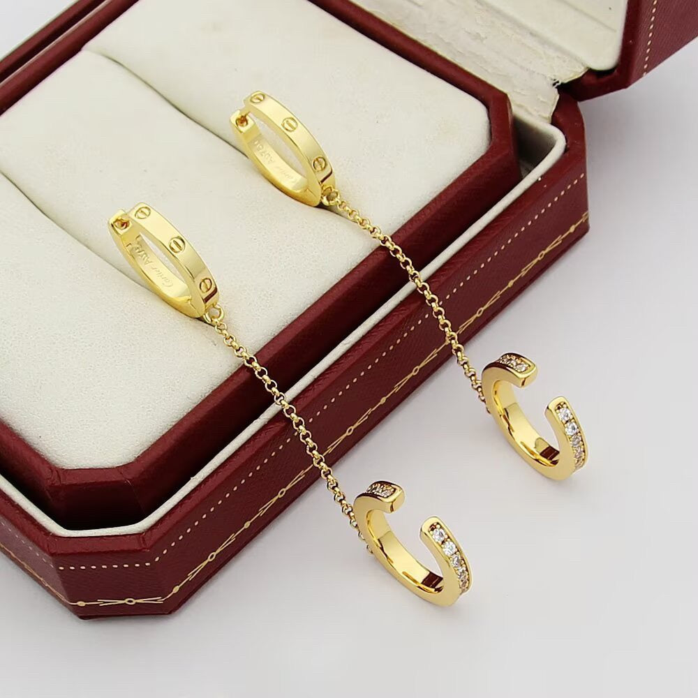 [Renovia Jewelry]LOVE 3.0MM HALF DIAMOND EARRINGS