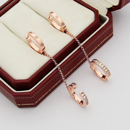 [Renovia Jewelry]LOVE 3.0MM HALF DIAMOND EARRINGS