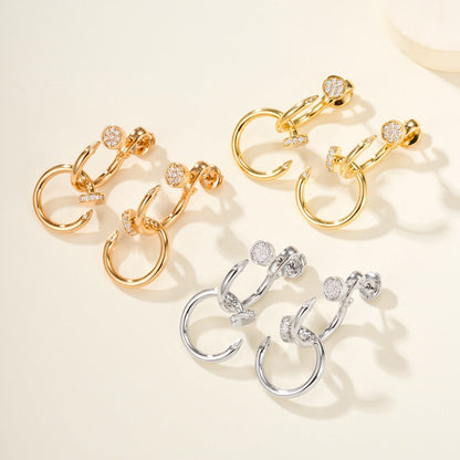 [Renovia Jewelry]JUSTE HALF DIAMOND DOUBLE EARRINGS