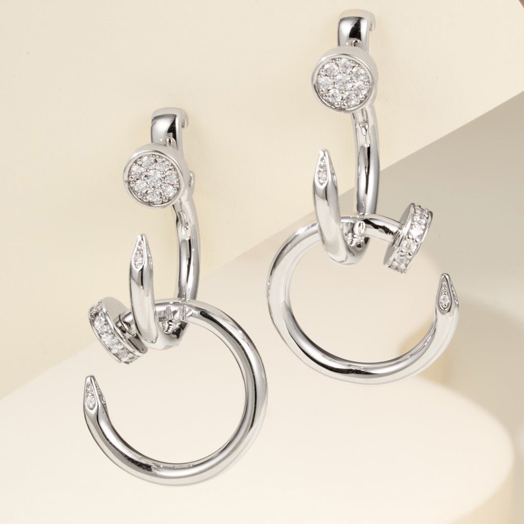[Renovia Jewelry]JUSTE HALF DIAMOND DOUBLE EARRINGS