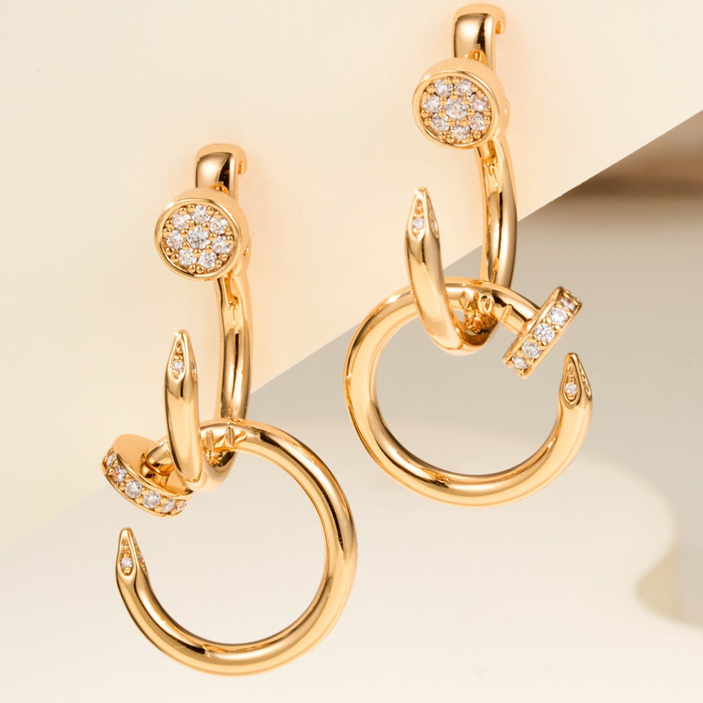 [Renovia Jewelry]JUSTE HALF DIAMOND DOUBLE EARRINGS