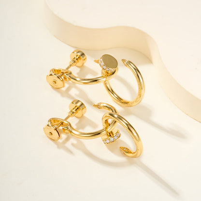 [Renovia Jewelry]JUSTE HALF DIAMOND DOUBLE EARRINGS
