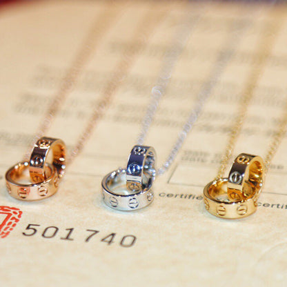 [Renovia Jewelry]LOVE DOUBLE RING NECKLACE