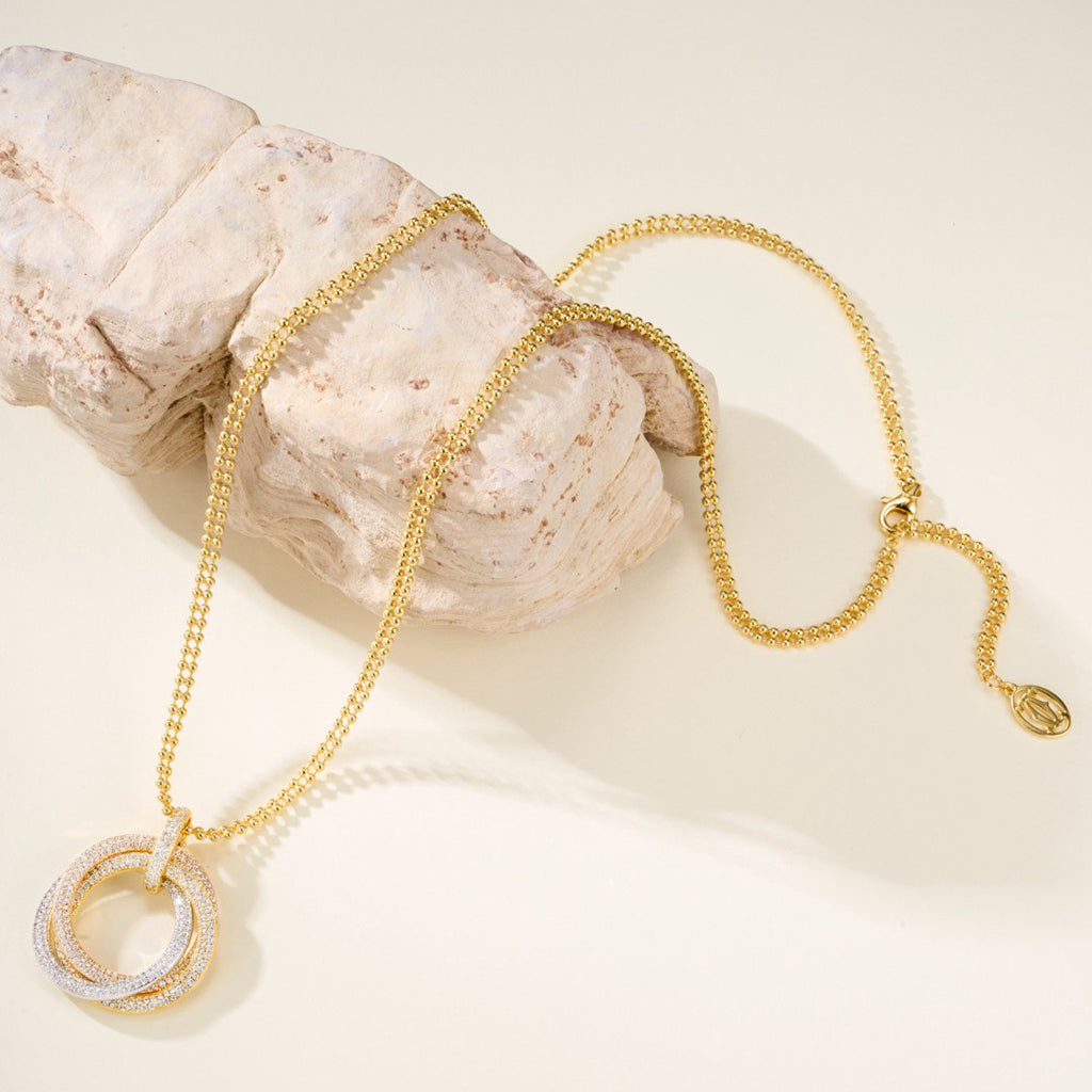[Renovia Jewelry]TRINITY LARGE FULL DIAMOND  NECKLACE