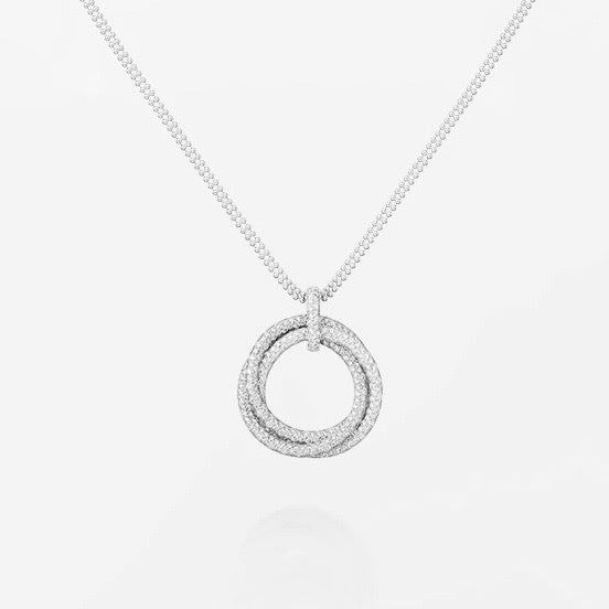 [Renovia Jewelry]TRINITY LARGE FULL DIAMOND  NECKLACE