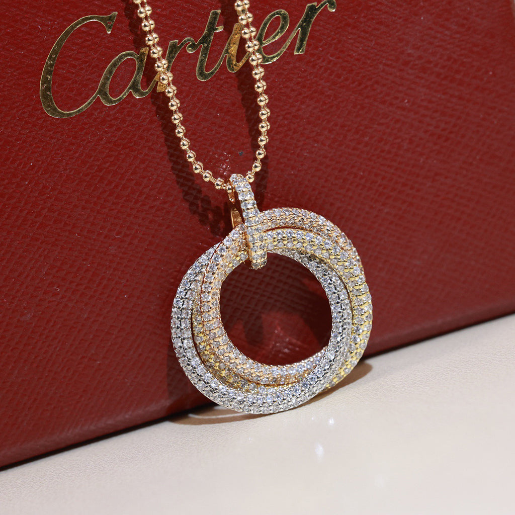 [Renovia Jewelry]TRINITY LARGE FULL DIAMOND  NECKLACE