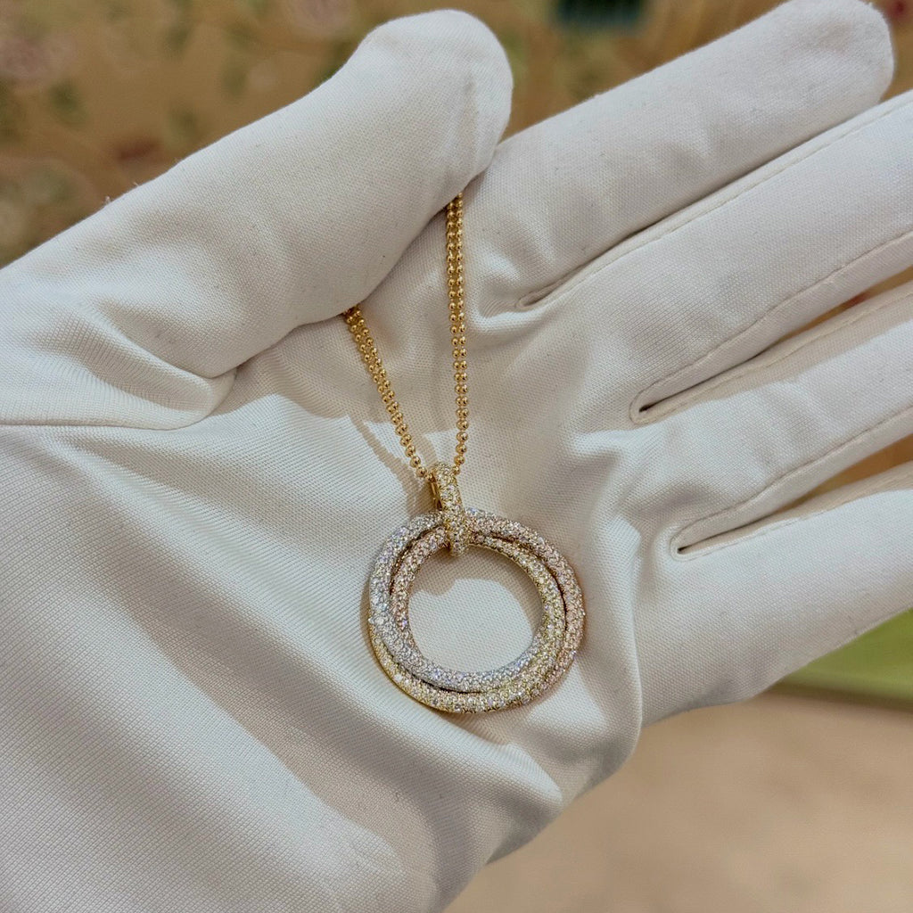 [Renovia Jewelry]TRINITY LARGE FULL DIAMOND  NECKLACE