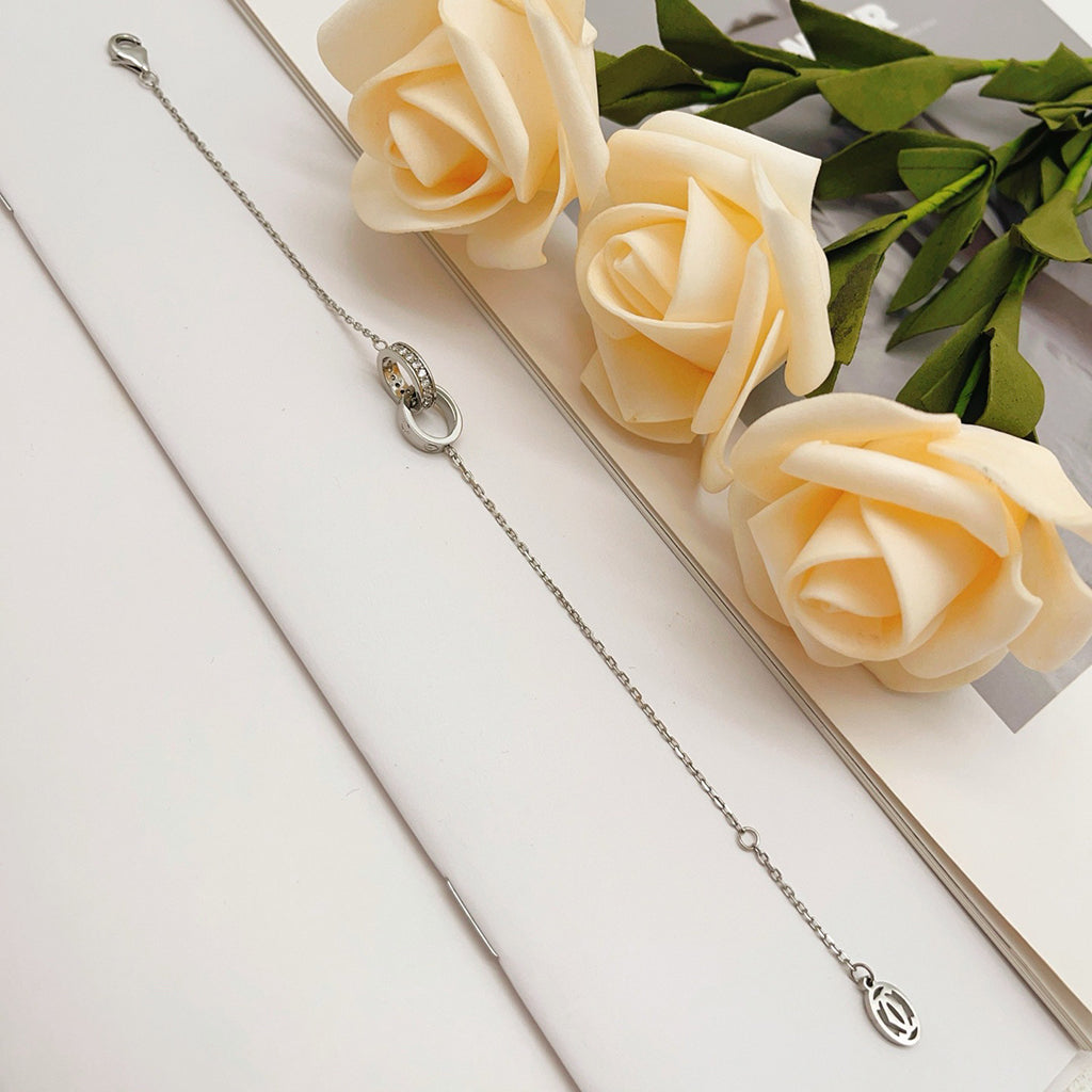[Renovia Jewelry]LOVE DOUBLE RING HALF DIAMOND BRACELET