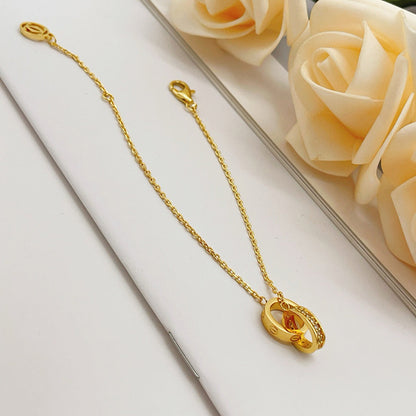 [Renovia Jewelry]LOVE DOUBLE RING HALF DIAMOND BRACELET