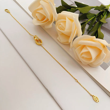 [Renovia Jewelry]LOVE DOUBLE RING HALF DIAMOND BRACELET