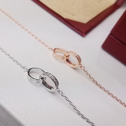 [Renovia Jewelry]LOVE DOUBLE RING HALF DIAMOND BRACELET