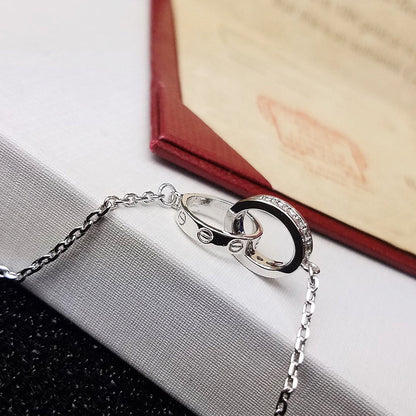 [Renovia Jewelry]LOVE DOUBLE RING HALF DIAMOND BRACELET