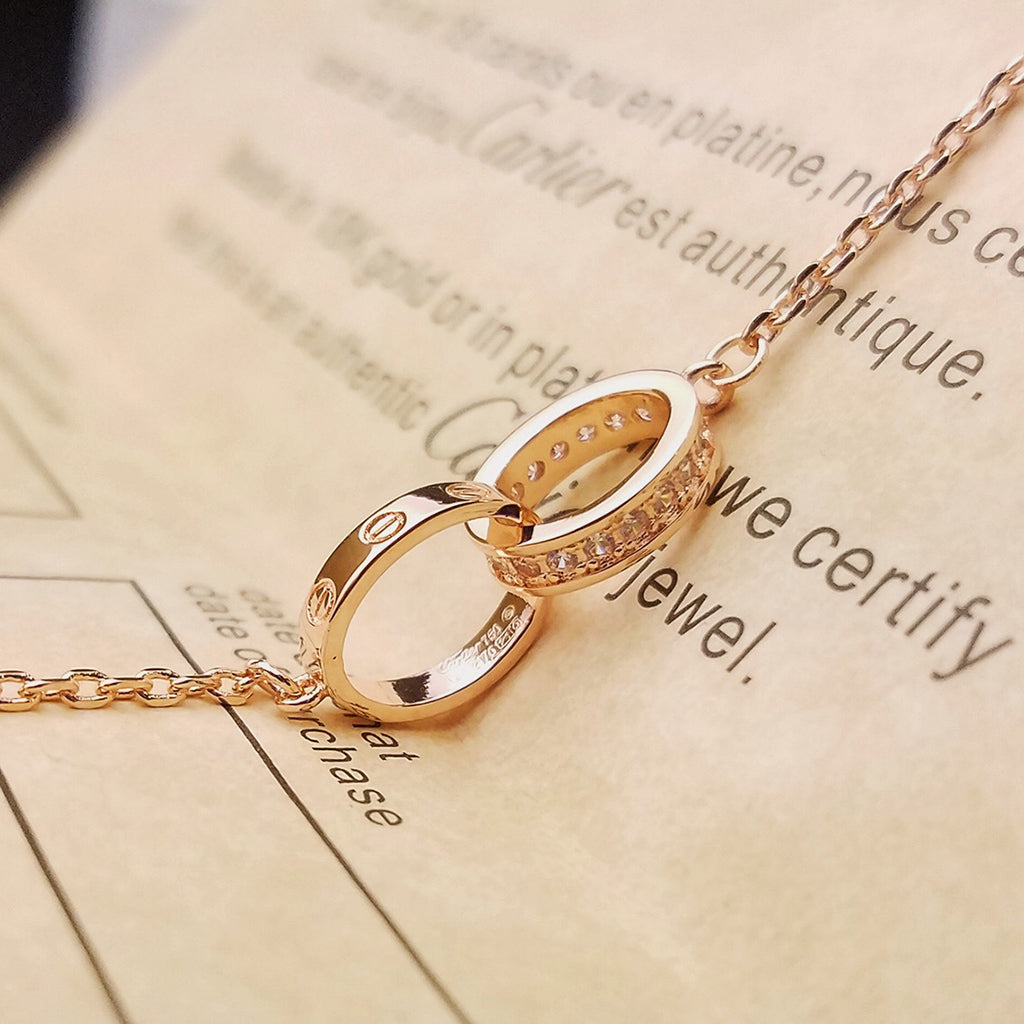 [Renovia Jewelry]LOVE DOUBLE RING HALF DIAMOND BRACELET