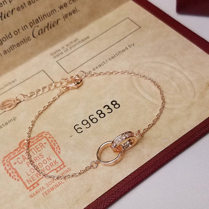[Renovia Jewelry]LOVE DOUBLE RING HALF DIAMOND BRACELET