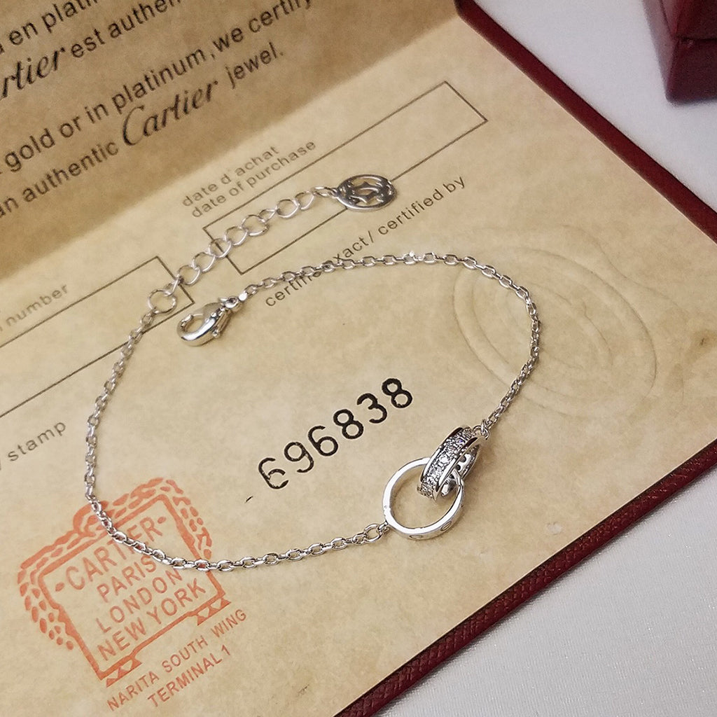 [Renovia Jewelry]LOVE DOUBLE RING HALF DIAMOND BRACELET
